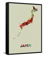 Japan Color Splatter Map-NaxArt-Framed Stretched Canvas