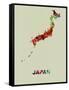 Japan Color Splatter Map-NaxArt-Framed Stretched Canvas