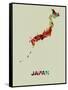 Japan Color Splatter Map-NaxArt-Framed Stretched Canvas