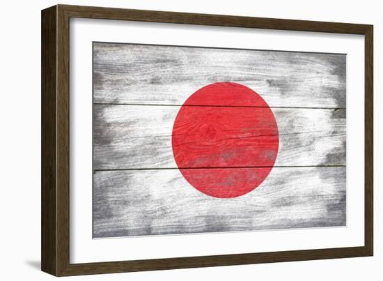 Japan Country Flag - Barnwood Painting-Lantern Press-Framed Art Print