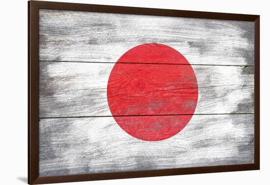 Japan Country Flag - Barnwood Painting-Lantern Press-Framed Art Print