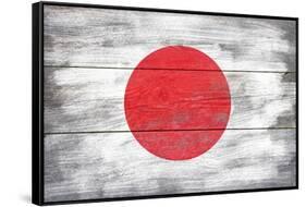 Japan Country Flag - Barnwood Painting-Lantern Press-Framed Stretched Canvas