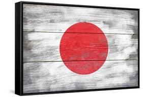 Japan Country Flag - Barnwood Painting-Lantern Press-Framed Stretched Canvas