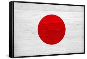 Japan Flag Design with Wood Patterning - Flags of the World Series-Philippe Hugonnard-Framed Stretched Canvas