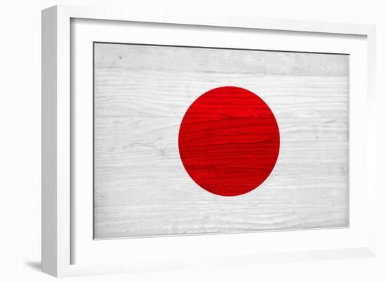 Japan Flag Design with Wood Patterning - Flags of the World Series-Philippe Hugonnard-Framed Art Print