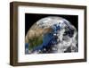 Japan Flag on Pole on Earth Globe Illustration - Elements of This Image Furnished by NASA-fintastique-Framed Photographic Print