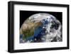 Japan Flag on Pole on Earth Globe Illustration - Elements of This Image Furnished by NASA-fintastique-Framed Photographic Print