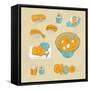 Japan Food Icons - Vector Illustration-venimo-Framed Stretched Canvas