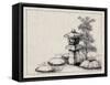 Japan: Garden Ornament-Kano-Framed Stretched Canvas