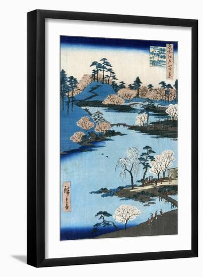 Japan: Hachiman Shrine, 1857-Ando Hiroshige-Framed Giclee Print