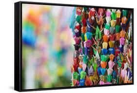 Japan Hiroshima Peace Memorial Park Colorful Paper Cranes Close-Up-Nosnibor137-Framed Stretched Canvas