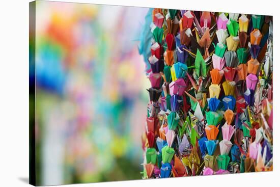 Japan Hiroshima Peace Memorial Park Colorful Paper Cranes Close-Up-Nosnibor137-Stretched Canvas