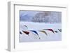 Japan, Hokkaido, Lake Kussharo. Colorful Canoes in the snow-Hollice Looney-Framed Photographic Print