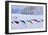 Japan, Hokkaido, Lake Kussharo. Colorful Canoes in the snow-Hollice Looney-Framed Photographic Print