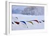 Japan, Hokkaido, Lake Kussharo. Colorful Canoes in the snow-Hollice Looney-Framed Photographic Print