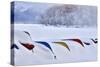 Japan, Hokkaido, Lake Kussharo. Colorful Canoes in the snow-Hollice Looney-Stretched Canvas