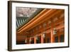 Japan, Honshu island, Kyoto, bronze lanterns and orange pillars of Heian Jingu Shrine-Merrill Images-Framed Photographic Print