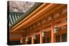 Japan, Honshu island, Kyoto, bronze lanterns and orange pillars of Heian Jingu Shrine-Merrill Images-Stretched Canvas