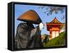 Japan, Honshu, Kansai Region, Kiyomizu-Dera, Shinto Priest Seeking Donations Wearing a Bamboo Hat-Gavin Hellier-Framed Stretched Canvas