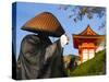 Japan, Honshu, Kansai Region, Kiyomizu-Dera, Shinto Priest Seeking Donations Wearing a Bamboo Hat-Gavin Hellier-Stretched Canvas