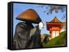 Japan, Honshu, Kansai Region, Kiyomizu-Dera, Shinto Priest Seeking Donations Wearing a Bamboo Hat-Gavin Hellier-Framed Stretched Canvas