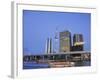 Japan, Honshu, Kanto, Tokyo, Asakusa, Office Buildings and Skytree Tower and Sumidagawa River-Steve Vidler-Framed Photographic Print