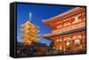 Japan, Honshu, Tokyo, Asakusa,  Sensoji Temple aka Asakusa Kannon Temple, Pagoda and Temple Gate-Steve Vidler-Framed Stretched Canvas