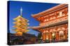 Japan, Honshu, Tokyo, Asakusa,  Sensoji Temple aka Asakusa Kannon Temple, Pagoda and Temple Gate-Steve Vidler-Stretched Canvas