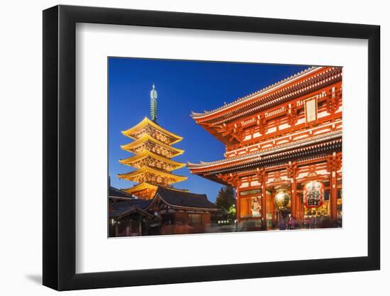 Japan, Honshu, Tokyo, Asakusa,  Sensoji Temple aka Asakusa Kannon Temple, Pagoda and Temple Gate-Steve Vidler-Framed Photographic Print