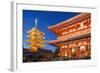 Japan, Honshu, Tokyo, Asakusa,  Sensoji Temple aka Asakusa Kannon Temple, Pagoda and Temple Gate-Steve Vidler-Framed Photographic Print