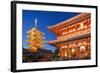 Japan, Honshu, Tokyo, Asakusa,  Sensoji Temple aka Asakusa Kannon Temple, Pagoda and Temple Gate-Steve Vidler-Framed Photographic Print