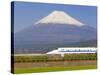 Japan, Houshu, Shinkansen (Bullet Train) Passing Mount Fuji-Gavin Hellier-Stretched Canvas