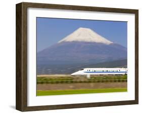 Japan, Houshu, Shinkansen (Bullet Train) Passing Mount Fuji-Gavin Hellier-Framed Photographic Print