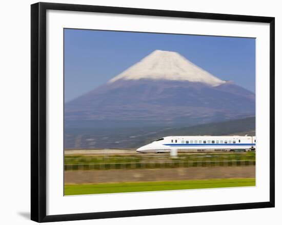 Japan, Houshu, Shinkansen (Bullet Train) Passing Mount Fuji-Gavin Hellier-Framed Photographic Print