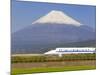 Japan, Houshu, Shinkansen (Bullet Train) Passing Mount Fuji-Gavin Hellier-Mounted Photographic Print