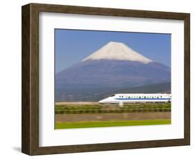 Japan, Houshu, Shinkansen (Bullet Train) Passing Mount Fuji-Gavin Hellier-Framed Photographic Print