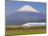 Japan, Houshu, Shinkansen (Bullet Train) Passing Mount Fuji-Gavin Hellier-Mounted Photographic Print