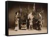 Japan, Japanese Women and Man Flower Arranging-null-Framed Stretched Canvas