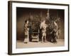 Japan, Japanese Women and Man Flower Arranging-null-Framed Giclee Print