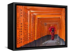 Japan, Kyoto, Fushimi Inari Taisha Shrine, Tunnel of Torii Gates-Steve Vidler-Framed Stretched Canvas