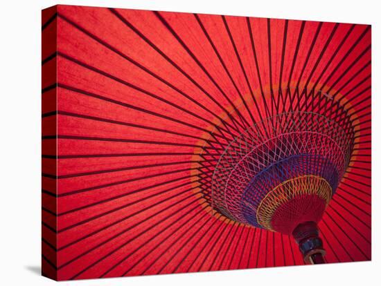 Japan, Kyoto, Higashiyama, Japanese Red Umbrella-Steve Vidler-Stretched Canvas