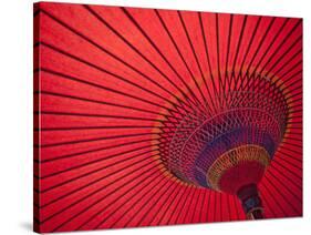 Japan, Kyoto, Higashiyama, Japanese Red Umbrella-Steve Vidler-Stretched Canvas