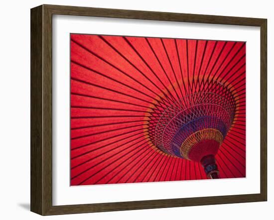 Japan, Kyoto, Higashiyama, Japanese Red Umbrella-Steve Vidler-Framed Photographic Print