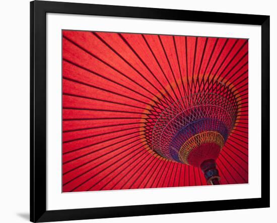 Japan, Kyoto, Higashiyama, Japanese Red Umbrella-Steve Vidler-Framed Photographic Print