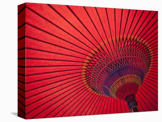 Japan, Kyoto, Higashiyama, Japanese Red Umbrella-Steve Vidler-Stretched Canvas