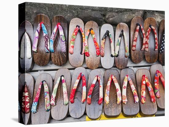 Japan, Kyoto, Higashiyama, Shop Display of Traditional Japanese Sandals or Geta-Steve Vidler-Stretched Canvas