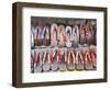 Japan, Kyoto, Higashiyama, Shop Display of Traditional Japanese Sandals or Geta-Steve Vidler-Framed Photographic Print