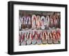 Japan, Kyoto, Higashiyama, Shop Display of Traditional Japanese Sandals or Geta-Steve Vidler-Framed Photographic Print