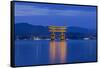 Japan, Miyajima, Itsukushima Shrine, Twilight Floating Torii Gate-Rob Tilley-Framed Stretched Canvas