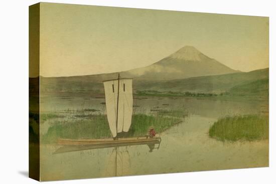 Japan: Mount Fuji-Yama (Fuji Yama) with a Sailing Boat in the Foreground on Lake Hokome, 1875 (Albu-Kusakabe Kimbei-Stretched Canvas